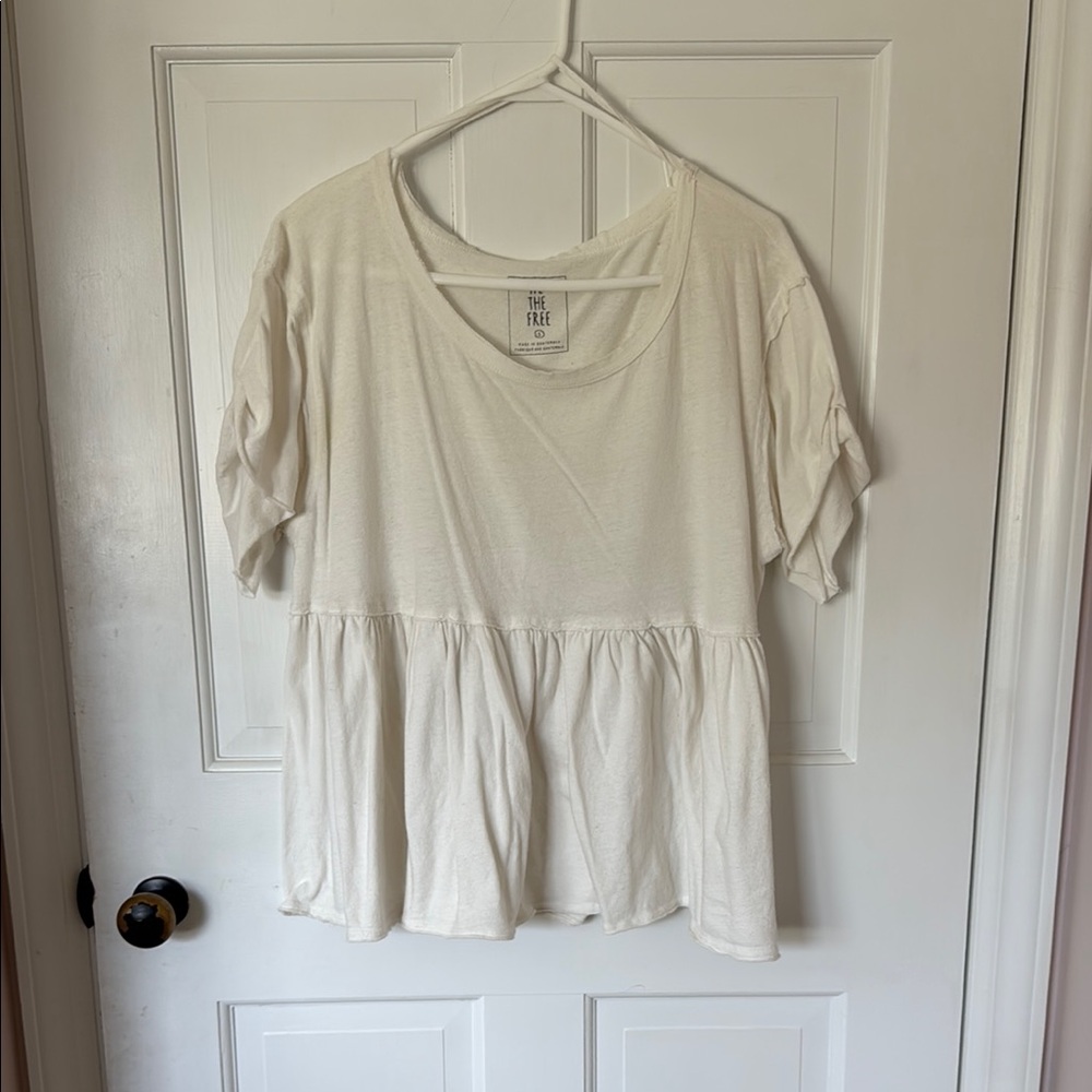 We The Free Sunshine in the rain White Peplum Top S